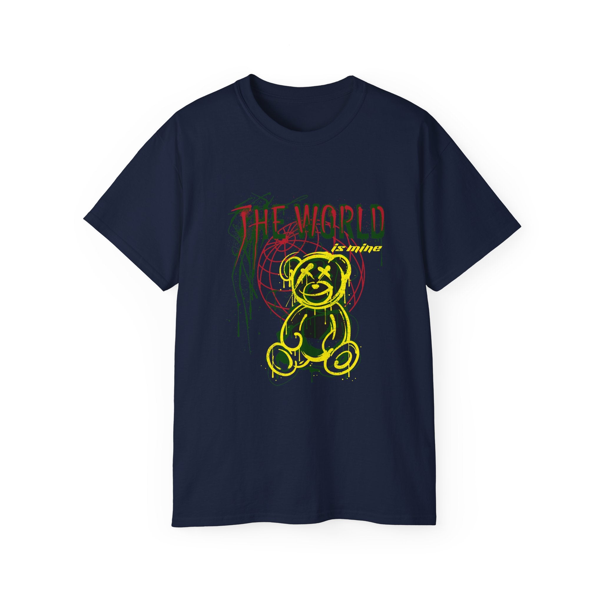 T-Shirt — "The World" Neon Grunge Bear Graphic Tee