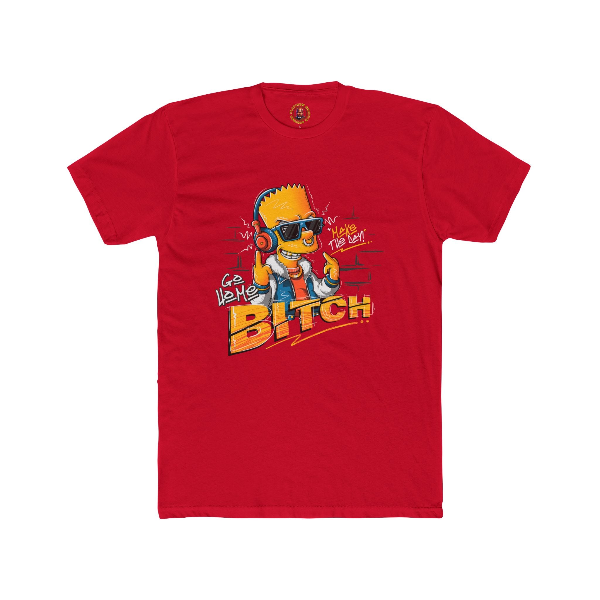 Graphic Tee — Retro Cartoon Character with 'Bitch' Streetwear Design