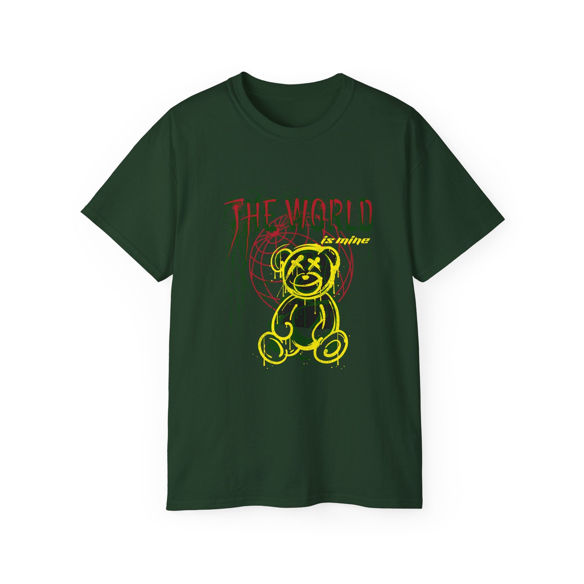 T-Shirt — "The World" Neon Grunge Bear Graphic Tee