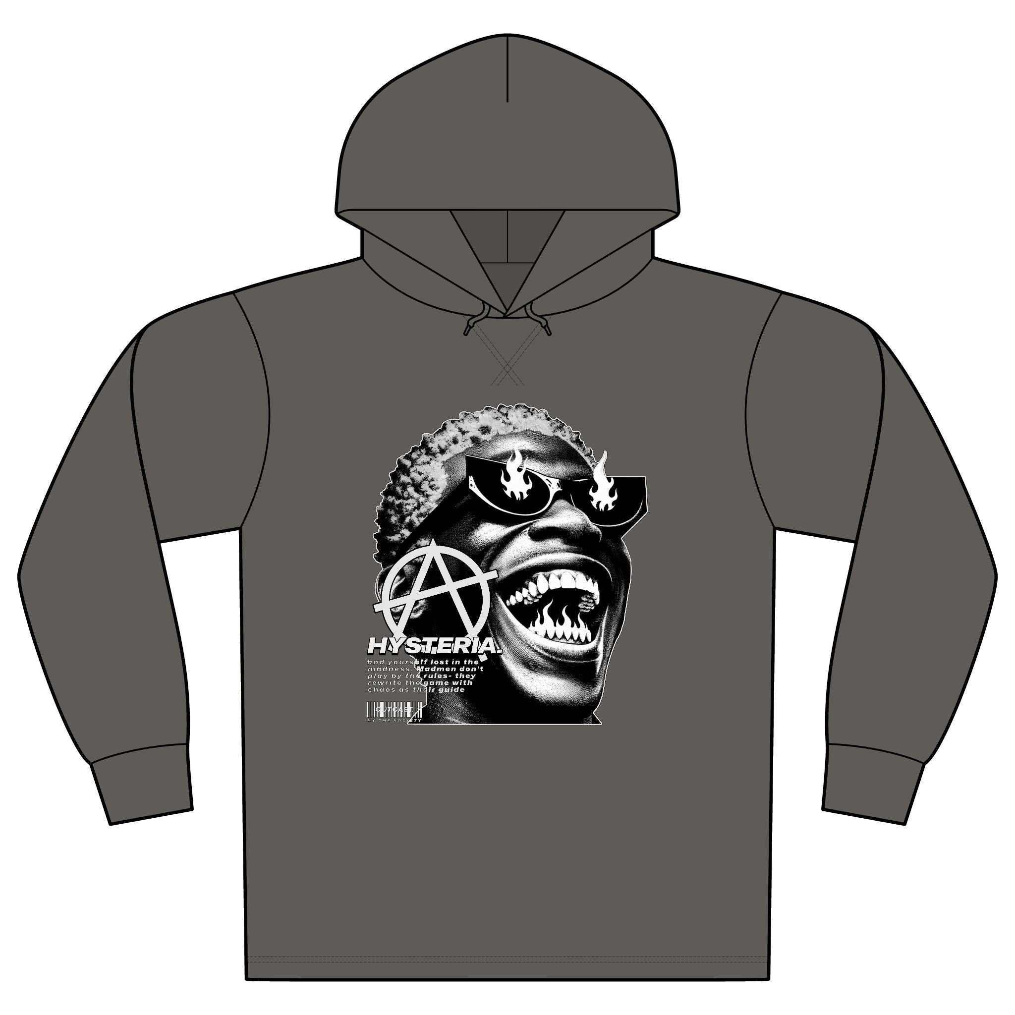 Anarchy Smile Hoodie — Graphic Punk Mineral Dye Organic Cotton Sweatshirt