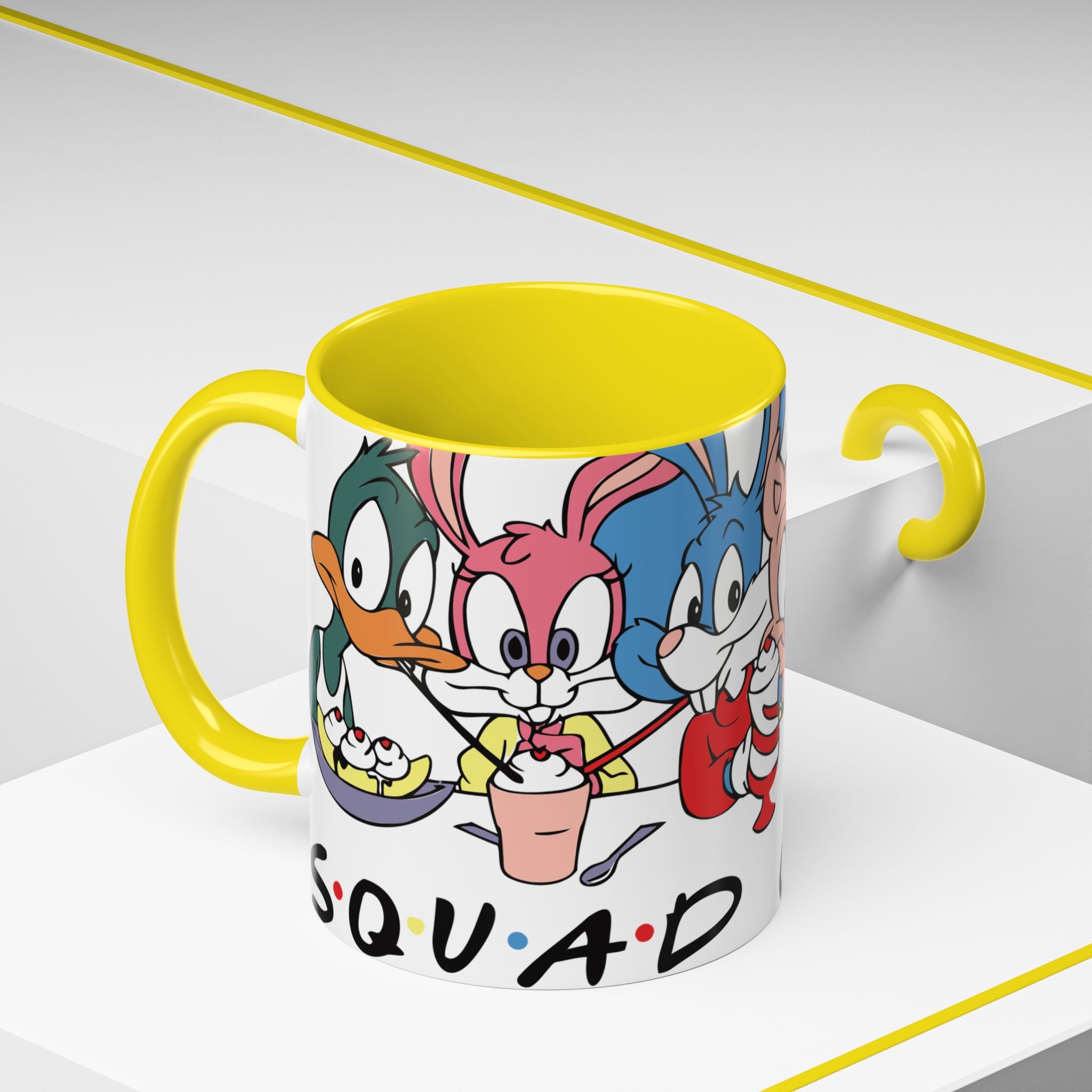 Friends Cartoon Coffee Mug — 'Squad Goals' Accent Ceramic Mug (11/15 oz)