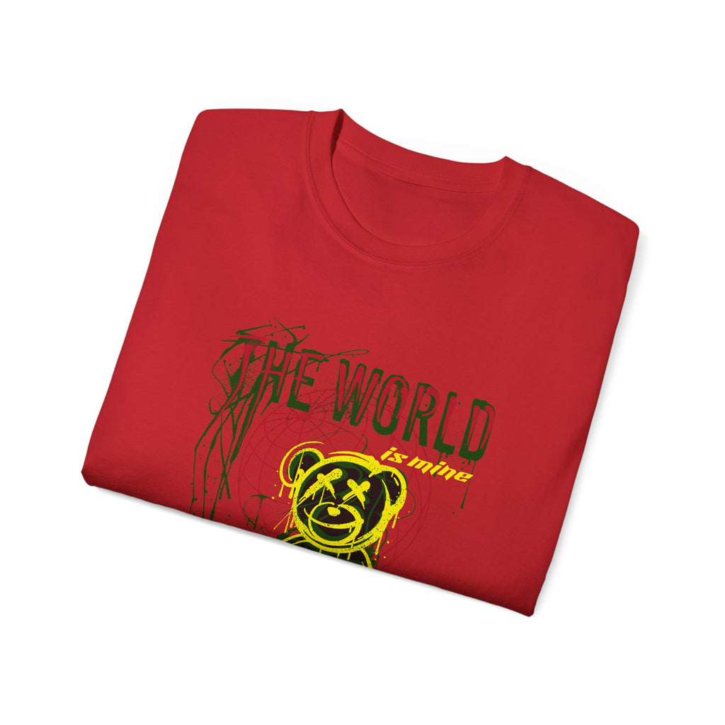 T-Shirt — "The World" Neon Grunge Bear Graphic Tee