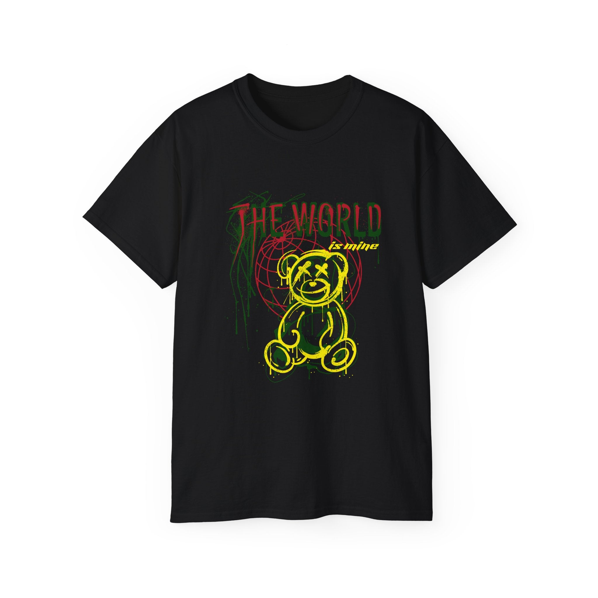 T-Shirt — "The World" Neon Grunge Bear Graphic Tee