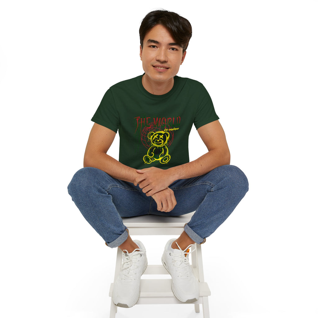 T-Shirt — "The World" Neon Grunge Bear Graphic Tee