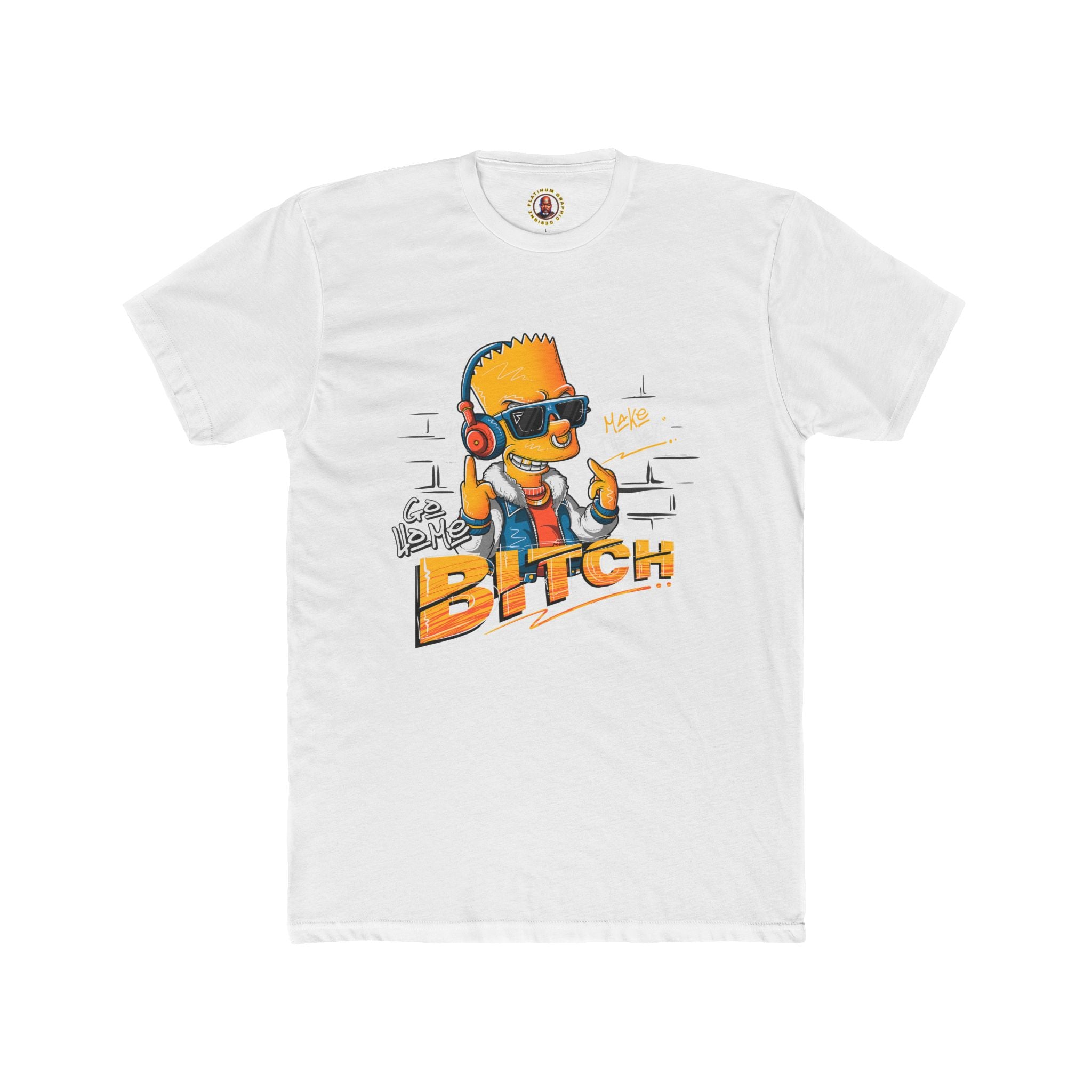 Graphic Tee — Retro Cartoon Character with 'Bitch' Streetwear Design