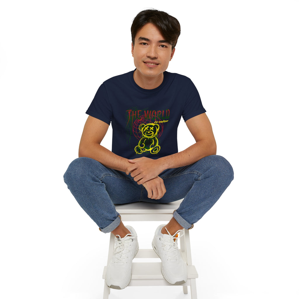 T-Shirt — "The World" Neon Grunge Bear Graphic Tee