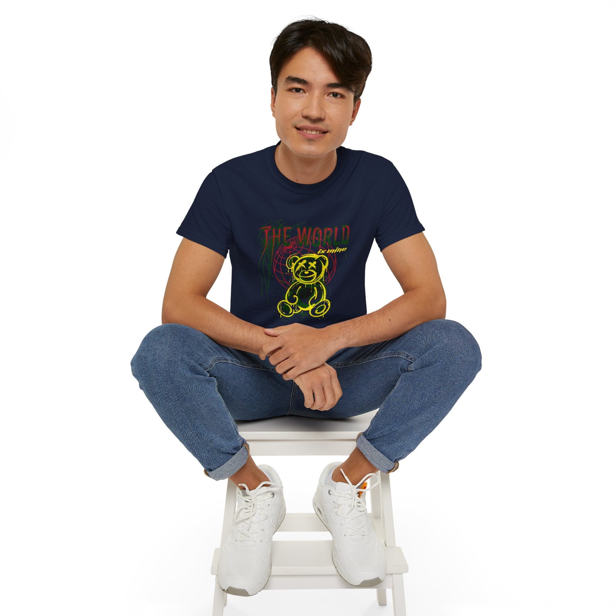 T-Shirt — "The World" Neon Grunge Bear Graphic Tee