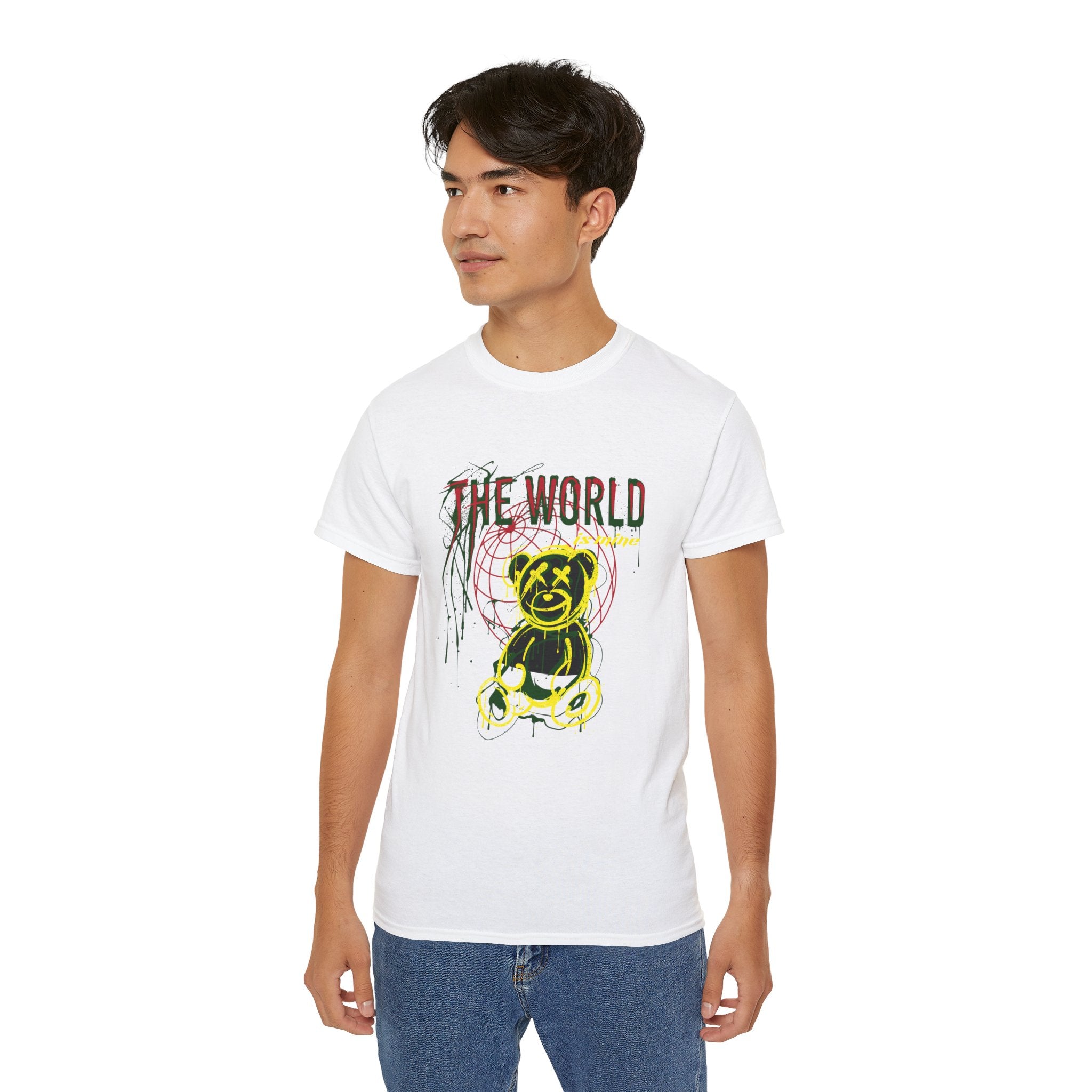 T-Shirt — "The World" Neon Grunge Bear Graphic Tee