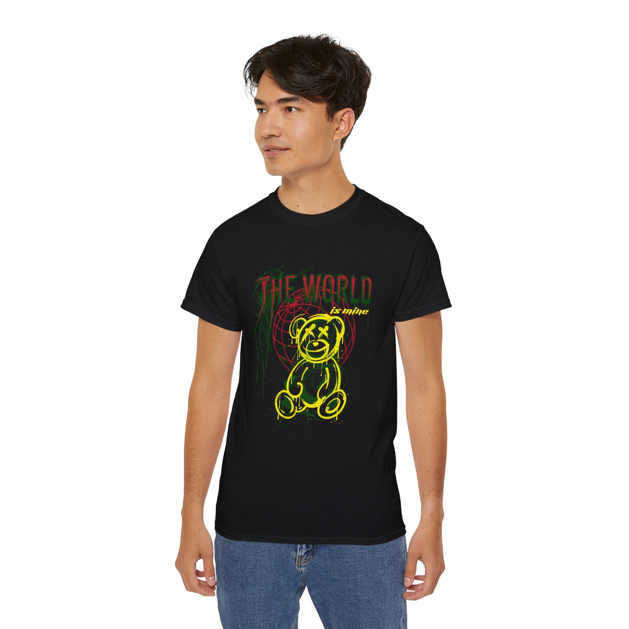 T-Shirt — "The World" Neon Grunge Bear Graphic Tee