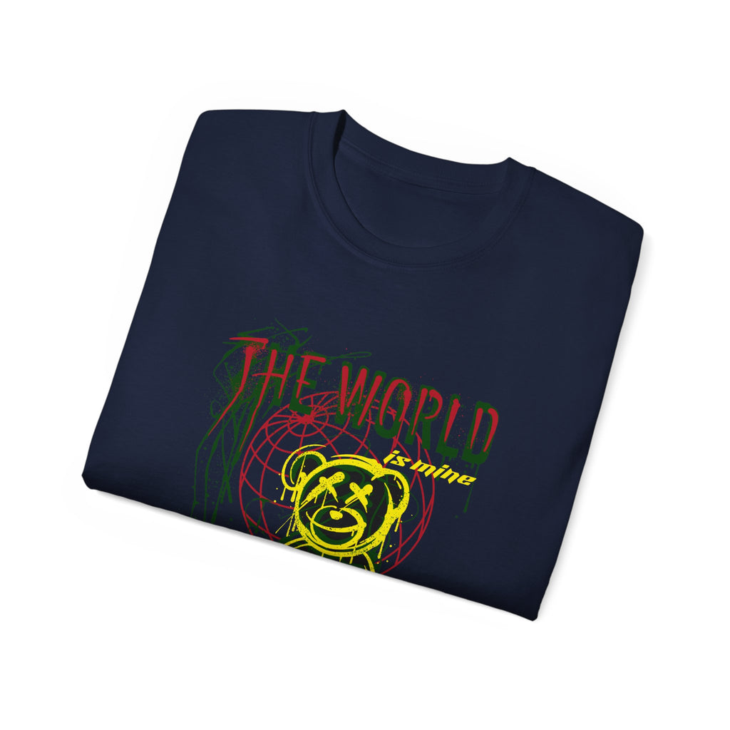T-Shirt — "The World" Neon Grunge Bear Graphic Tee