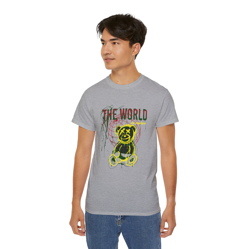 T-Shirt — "The World" Neon Grunge Bear Graphic Tee