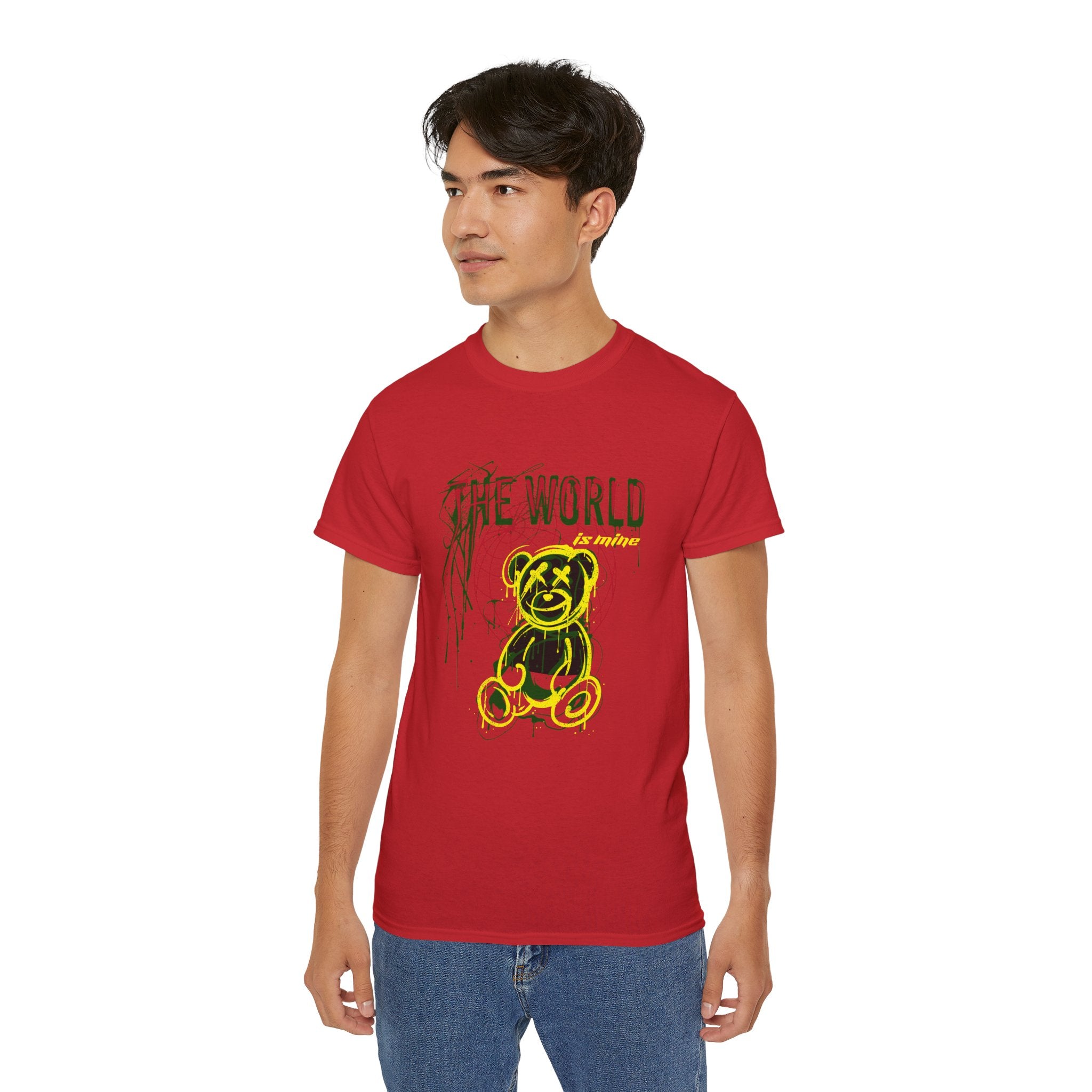 T-Shirt — "The World" Neon Grunge Bear Graphic Tee