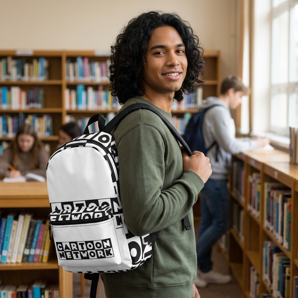 Cartoon Network Black & White Logo Backpack — Retro TV Logo School Bag