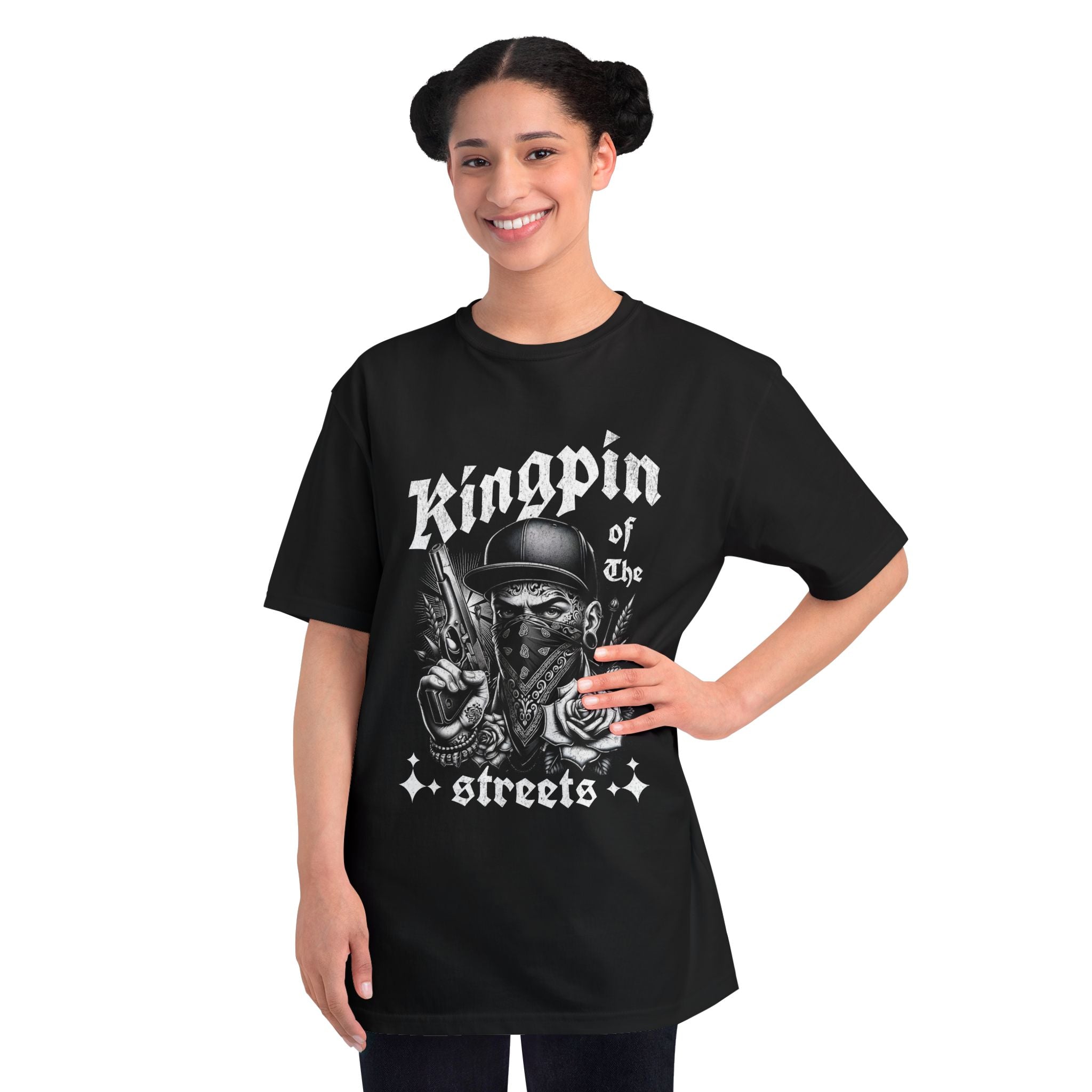 Kingpin of the Streets T-Shirt — Urban Biker Gang Skull Design