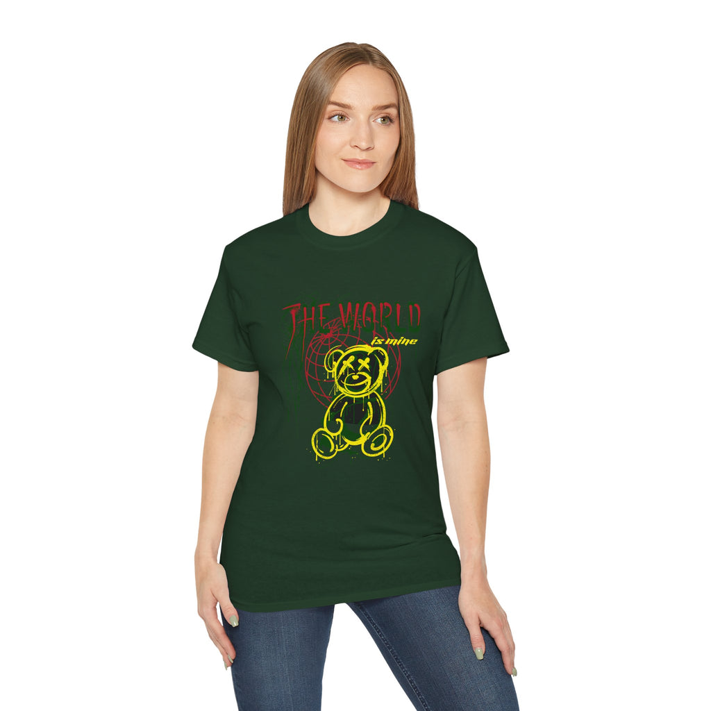 T-Shirt — "The World" Neon Grunge Bear Graphic Tee