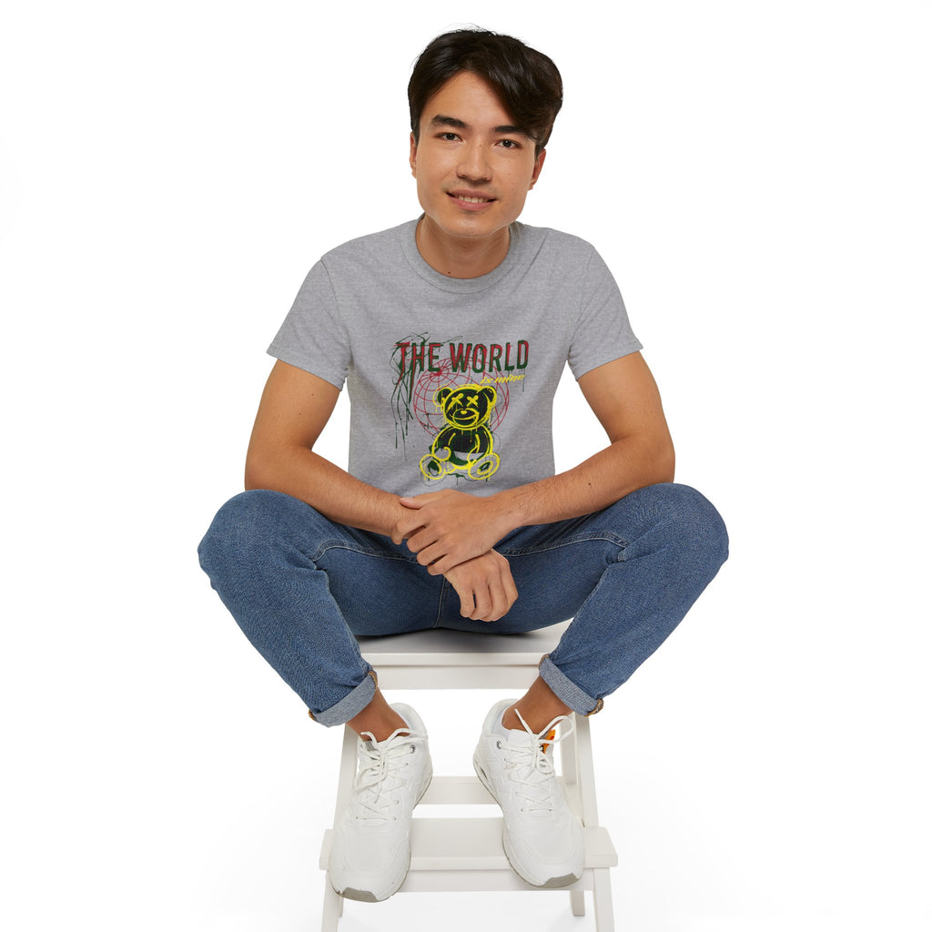 T-Shirt — "The World" Neon Grunge Bear Graphic Tee