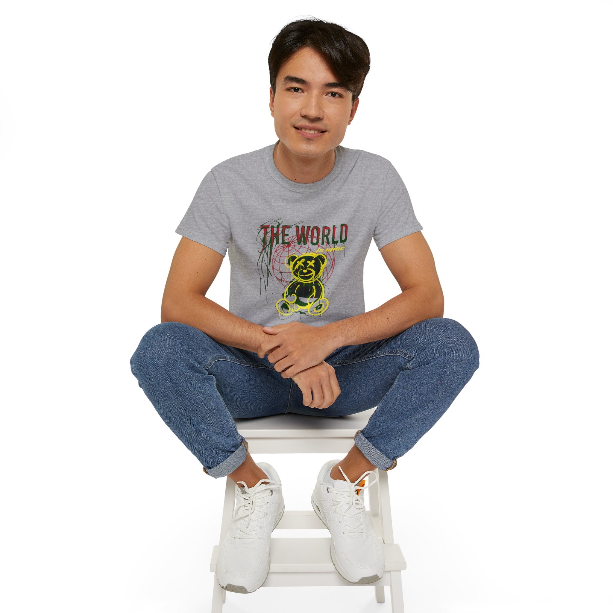 T-Shirt — "The World" Neon Grunge Bear Graphic Tee