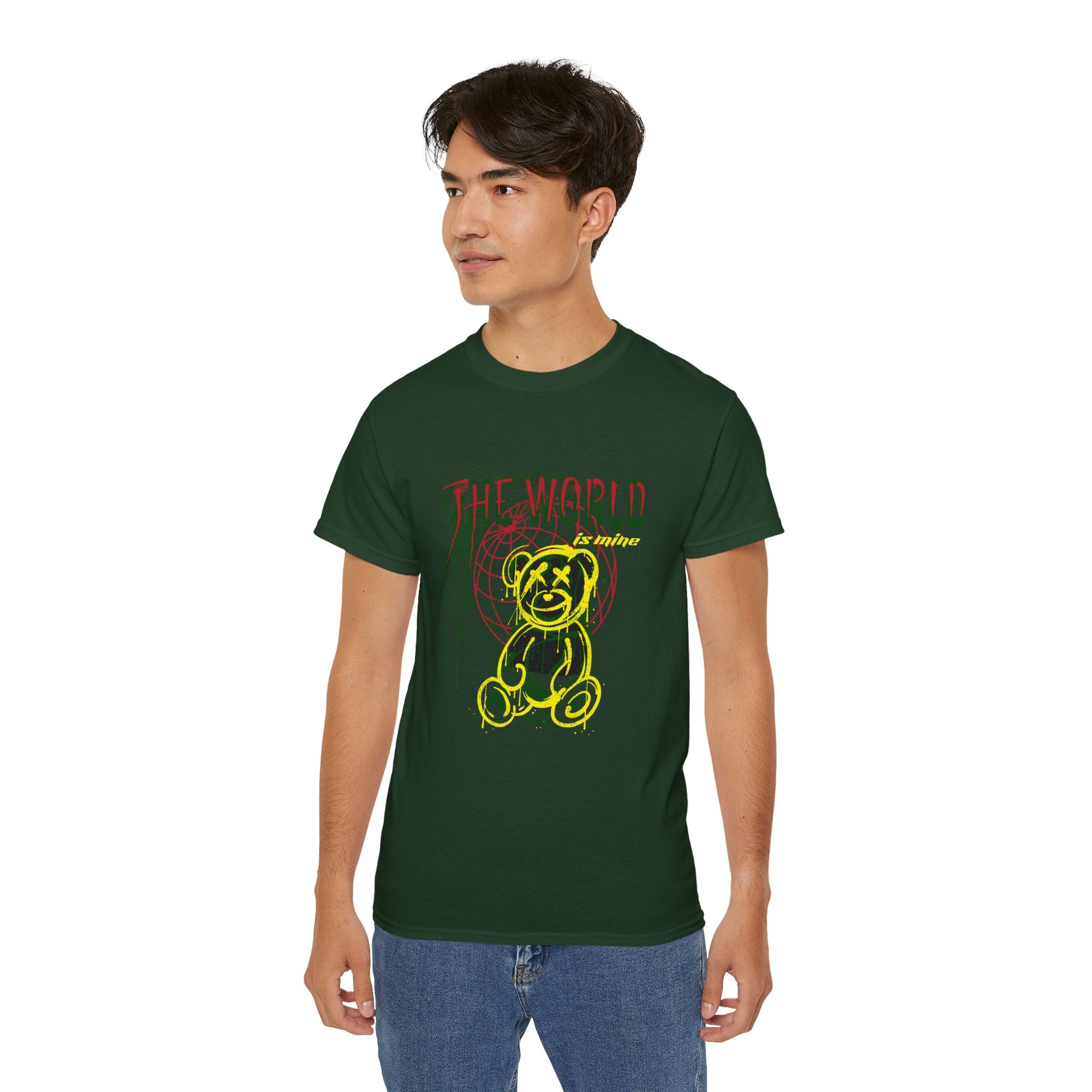 T-Shirt — "The World" Neon Grunge Bear Graphic Tee