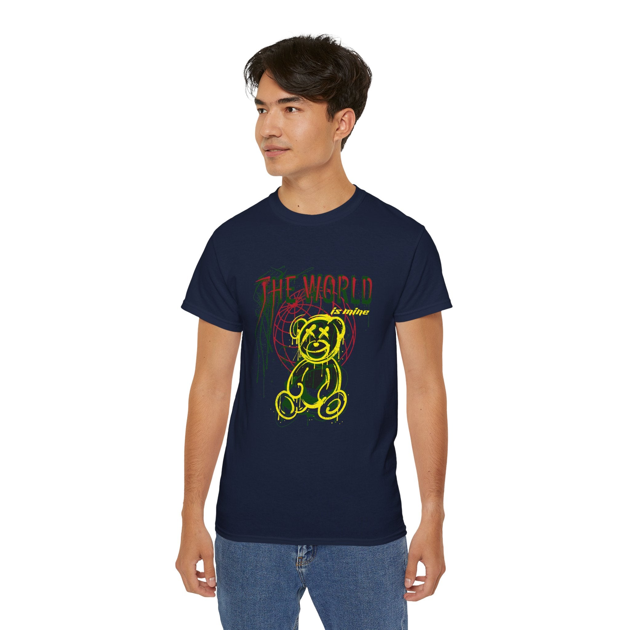T-Shirt — "The World" Neon Grunge Bear Graphic Tee