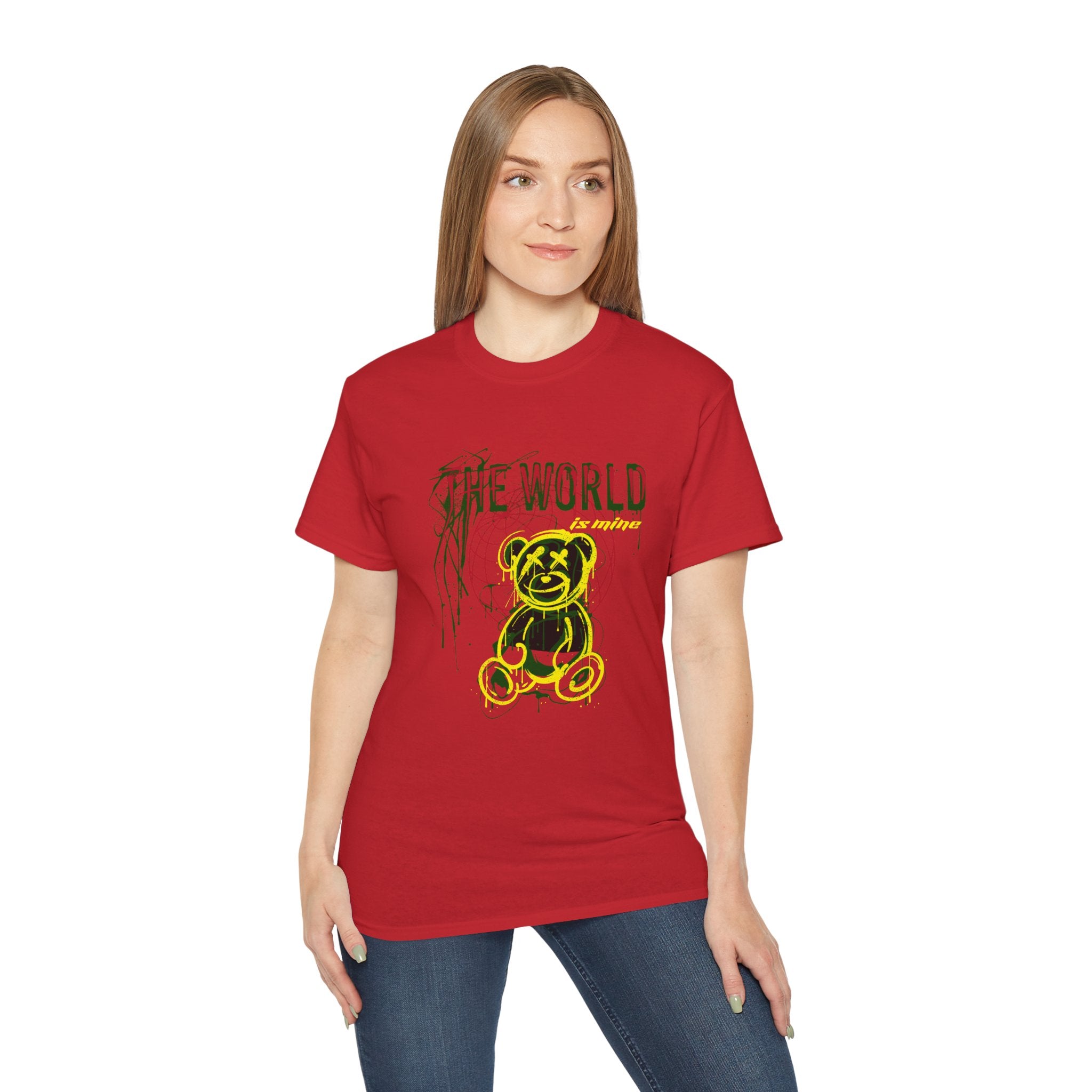 T-Shirt — "The World" Neon Grunge Bear Graphic Tee