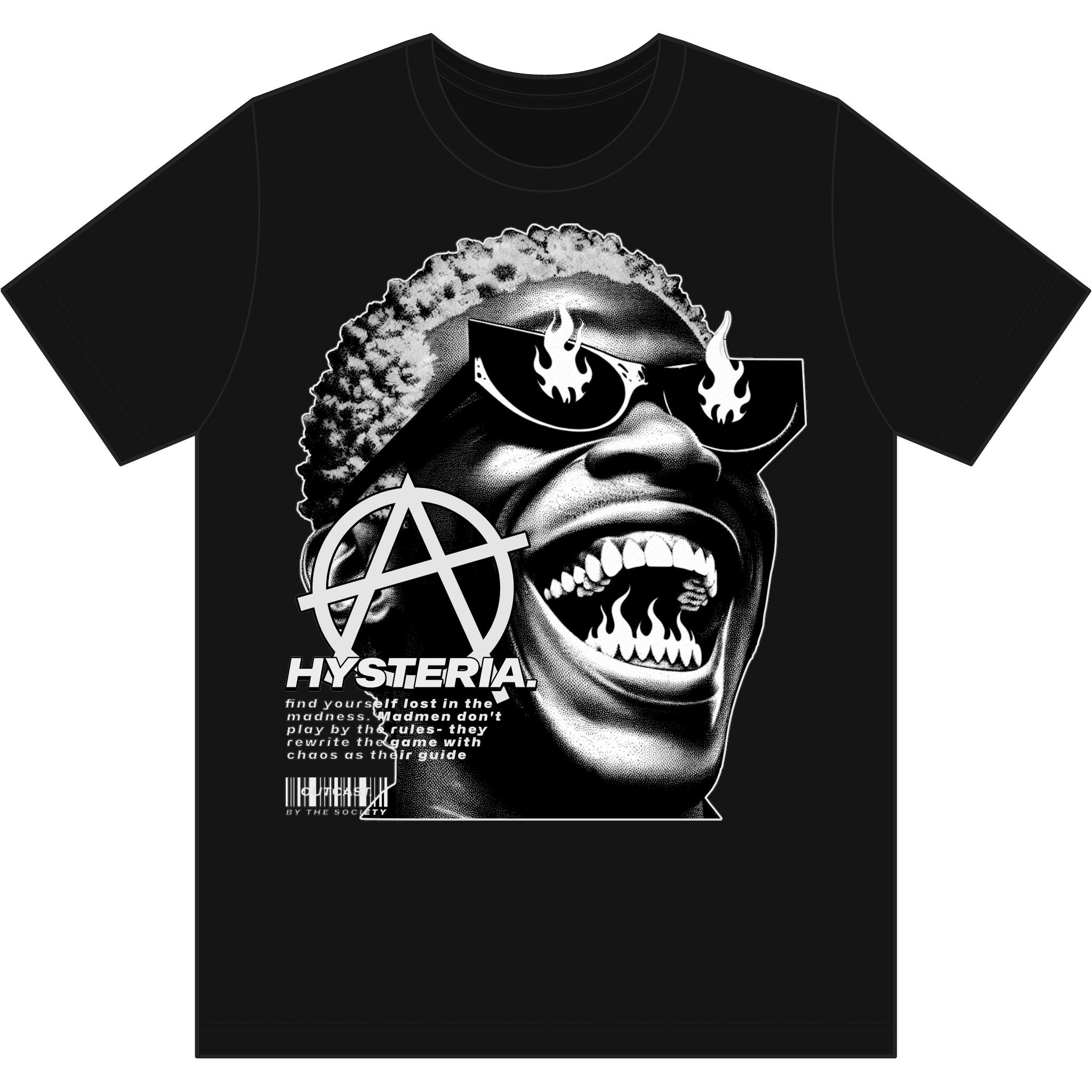 Hysteria Graphic T-Shirt — Flaming Shades Anarchy Streetwear