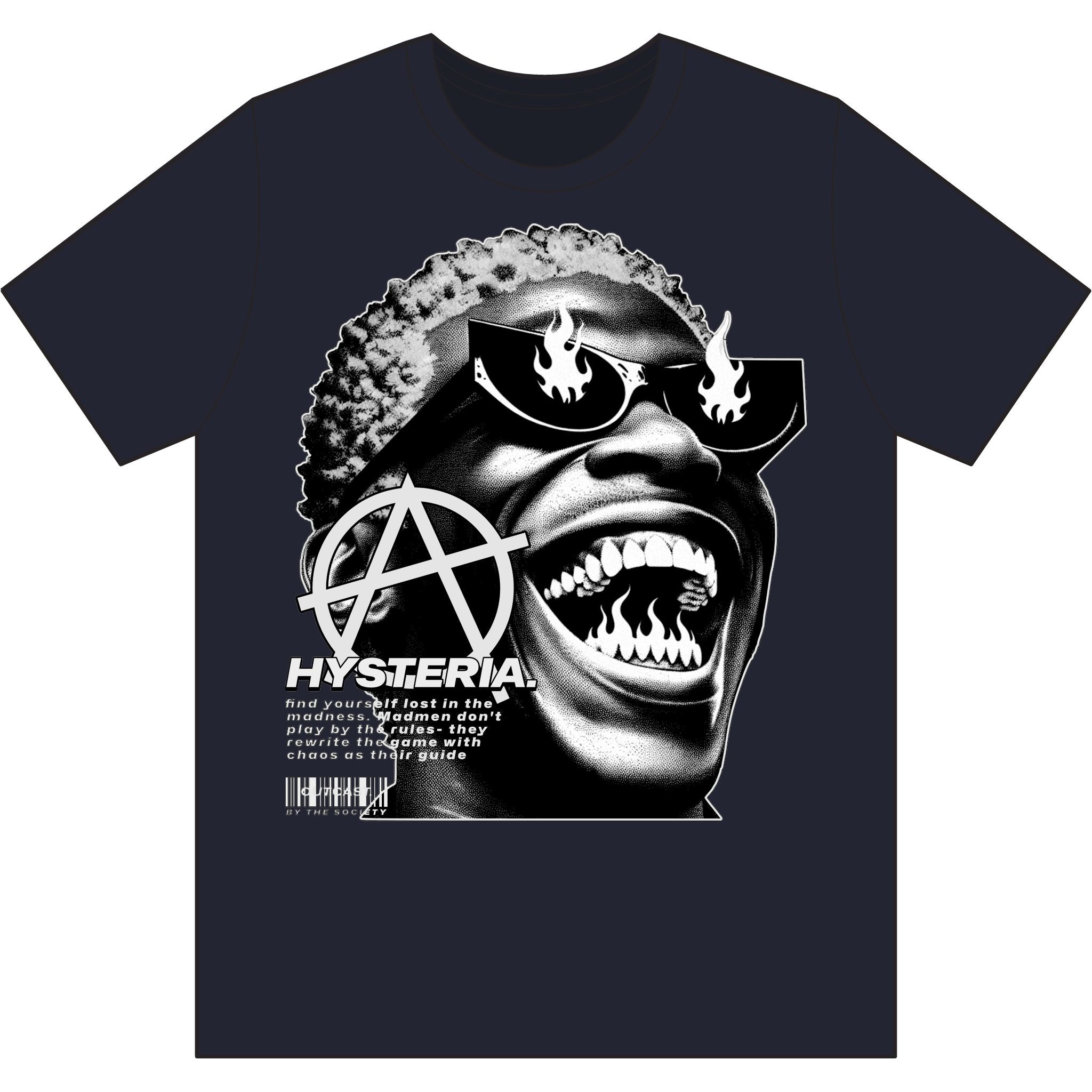 Hysteria Graphic T-Shirt — Flaming Shades Anarchy Streetwear