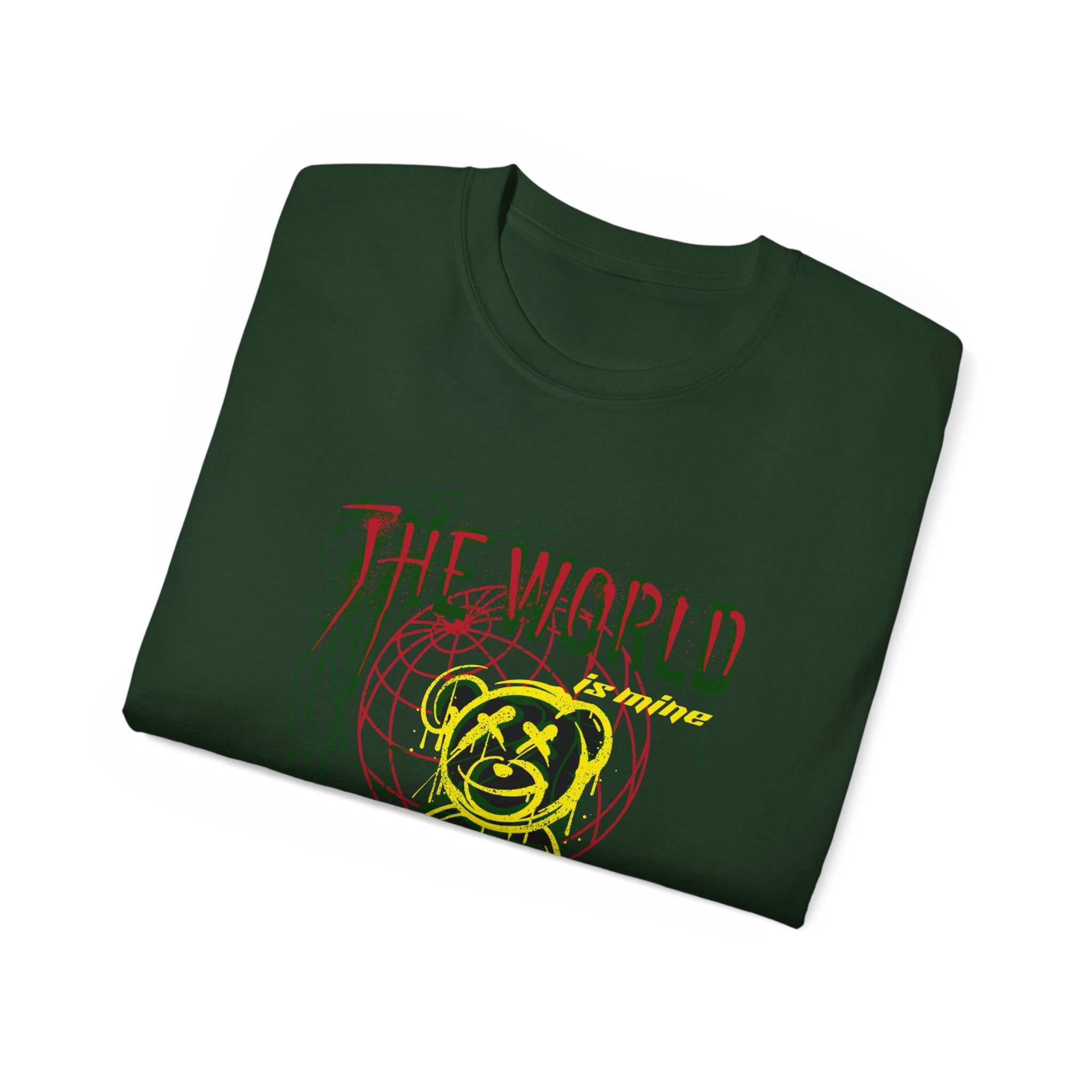 T-Shirt — "The World" Neon Grunge Bear Graphic Tee