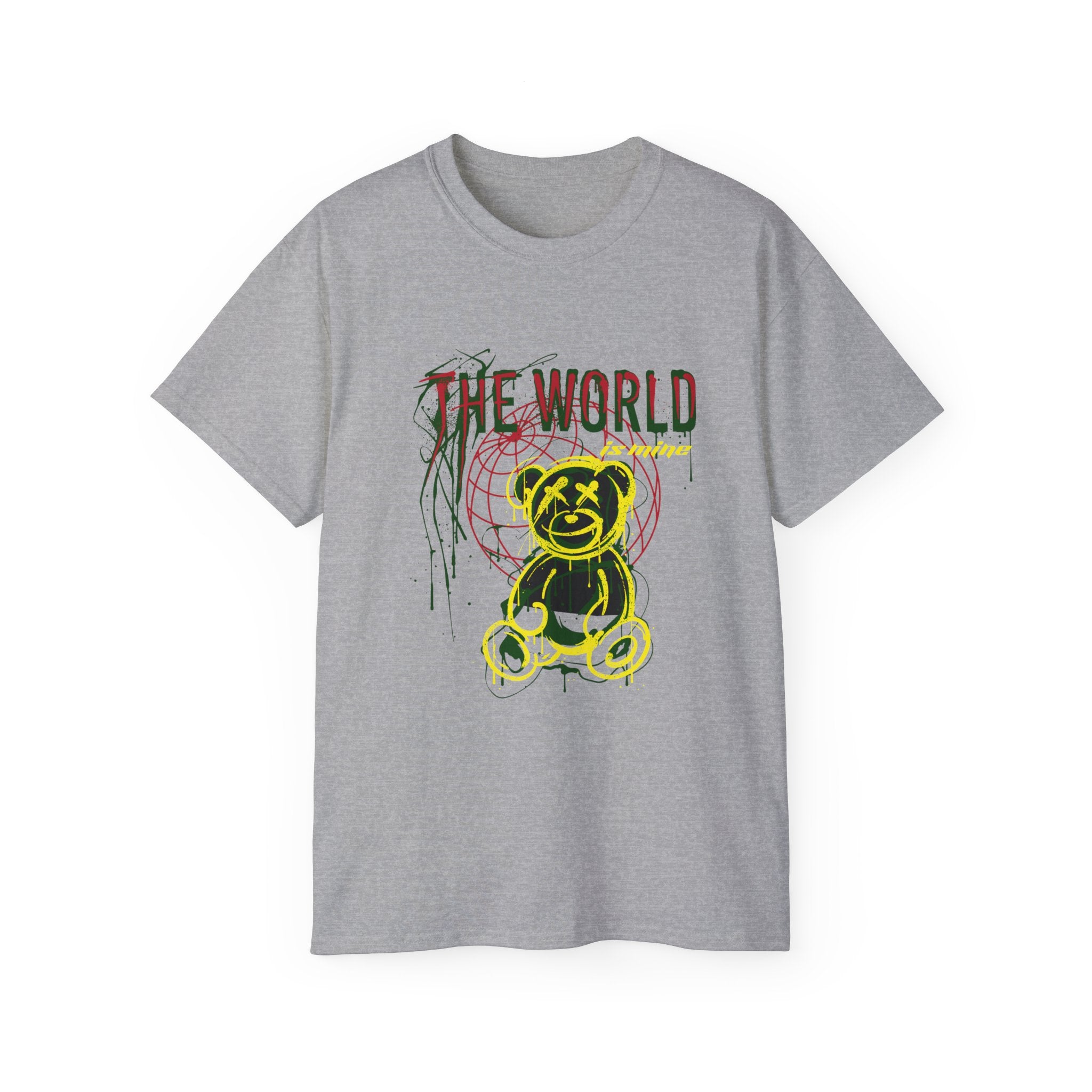 T-Shirt — "The World" Neon Grunge Bear Graphic Tee