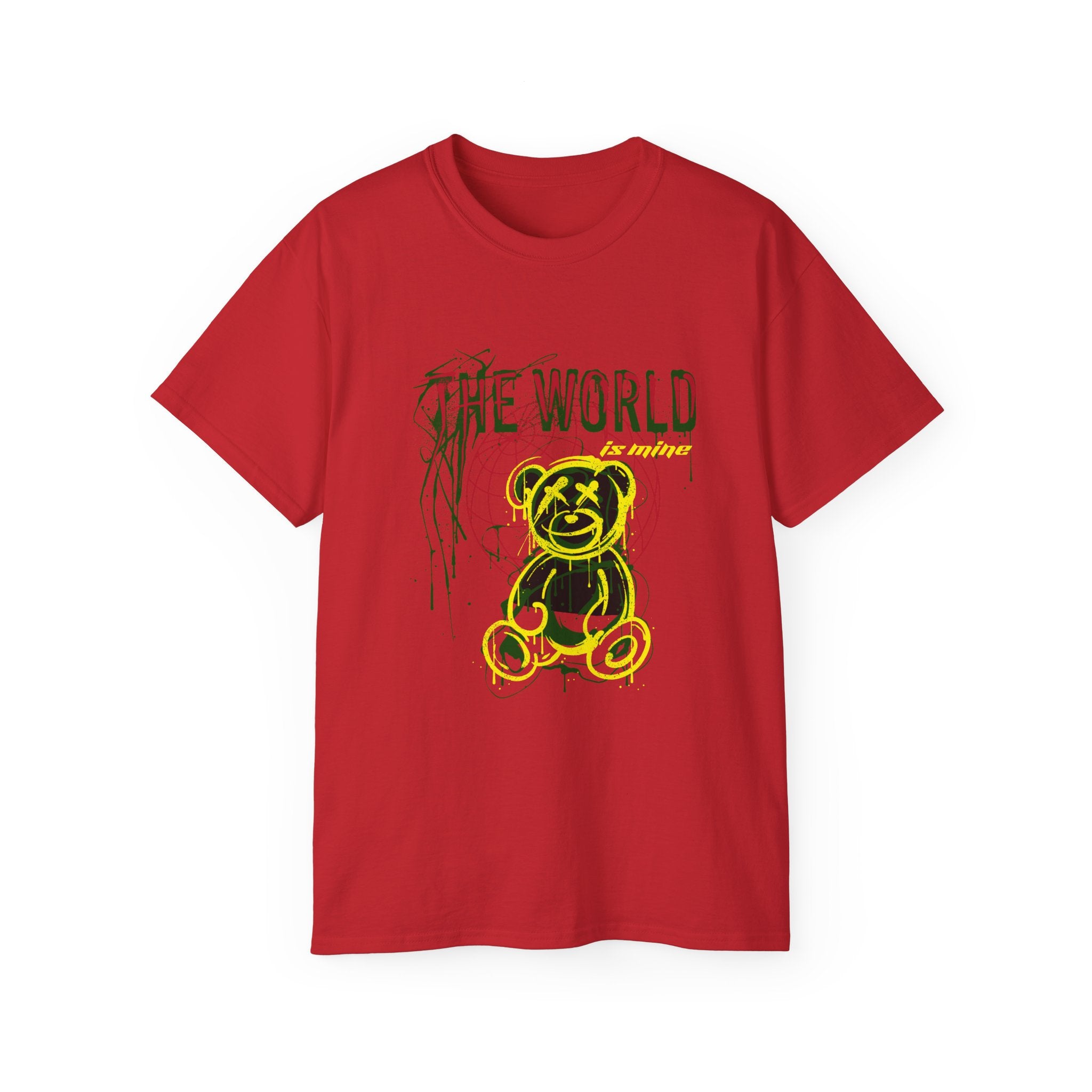 T-Shirt — "The World" Neon Grunge Bear Graphic Tee