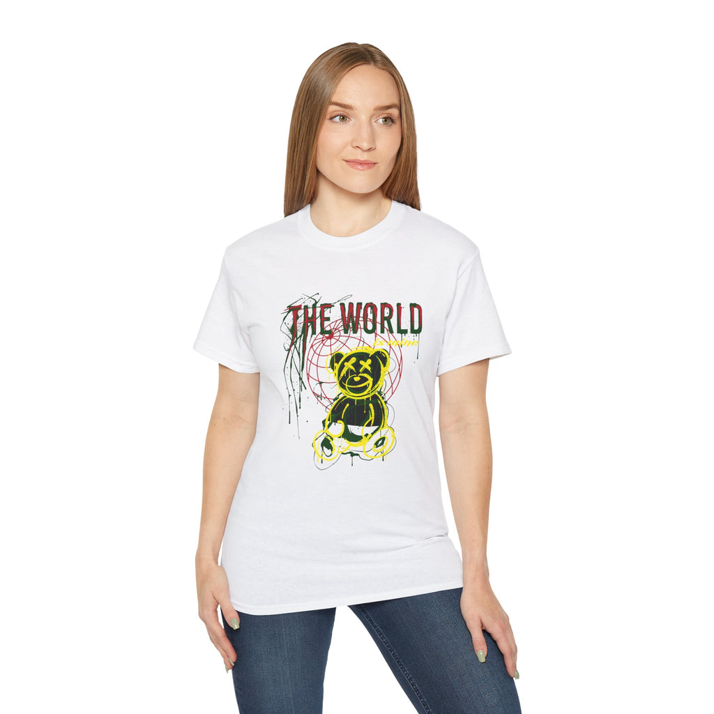 T-Shirt — "The World" Neon Grunge Bear Graphic Tee