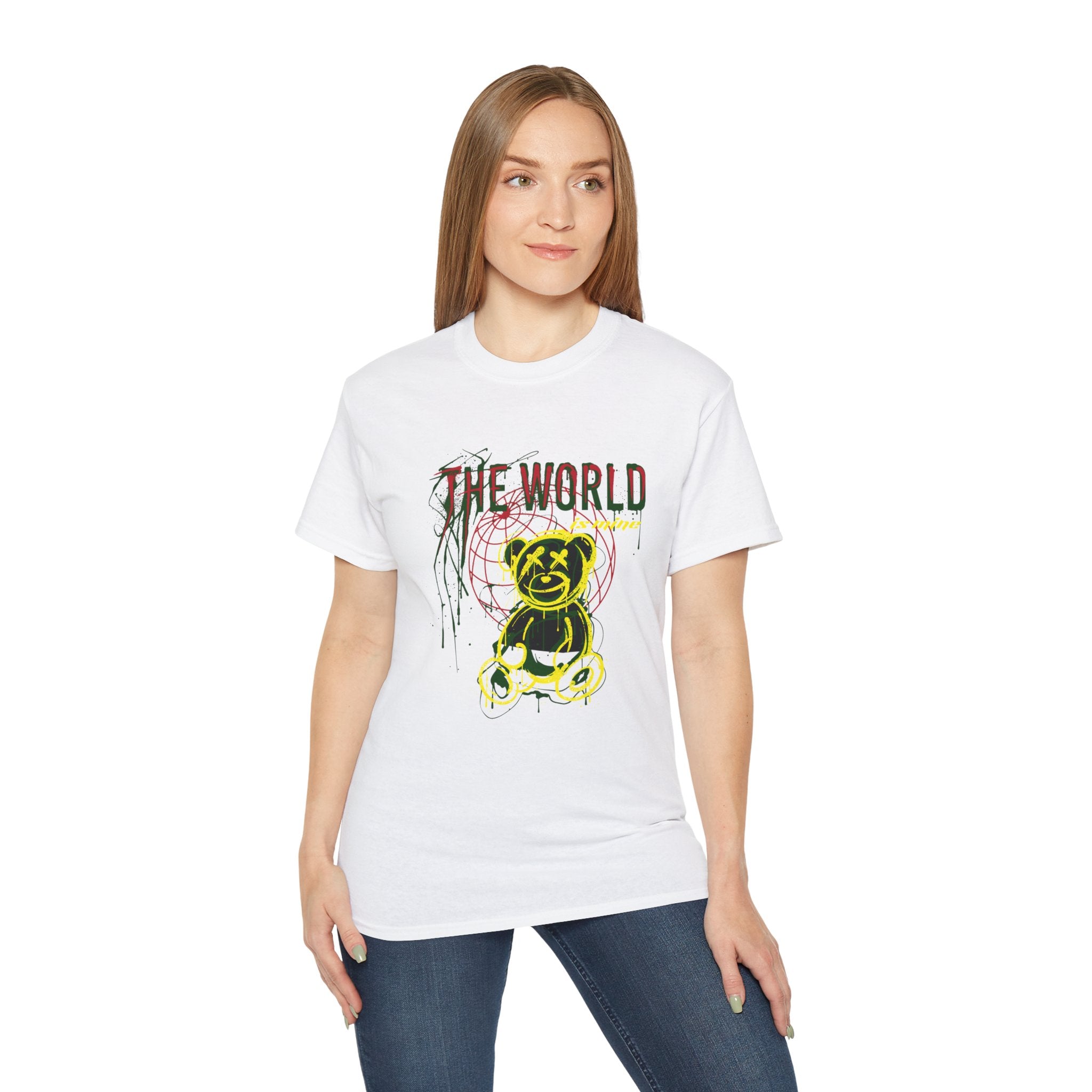 T-Shirt — "The World" Neon Grunge Bear Graphic Tee