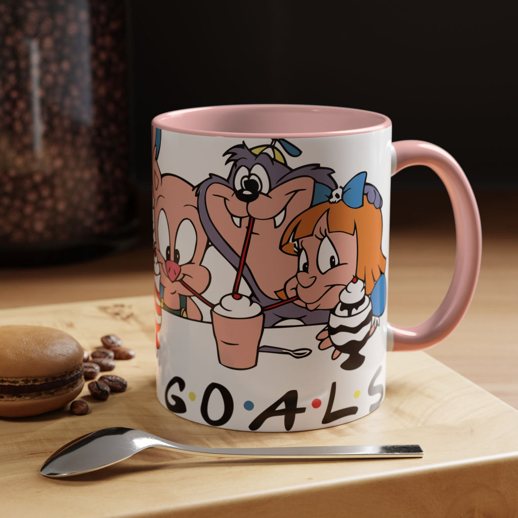 Friends Cartoon Coffee Mug — 'Squad Goals' Accent Ceramic Mug (11/15 oz)