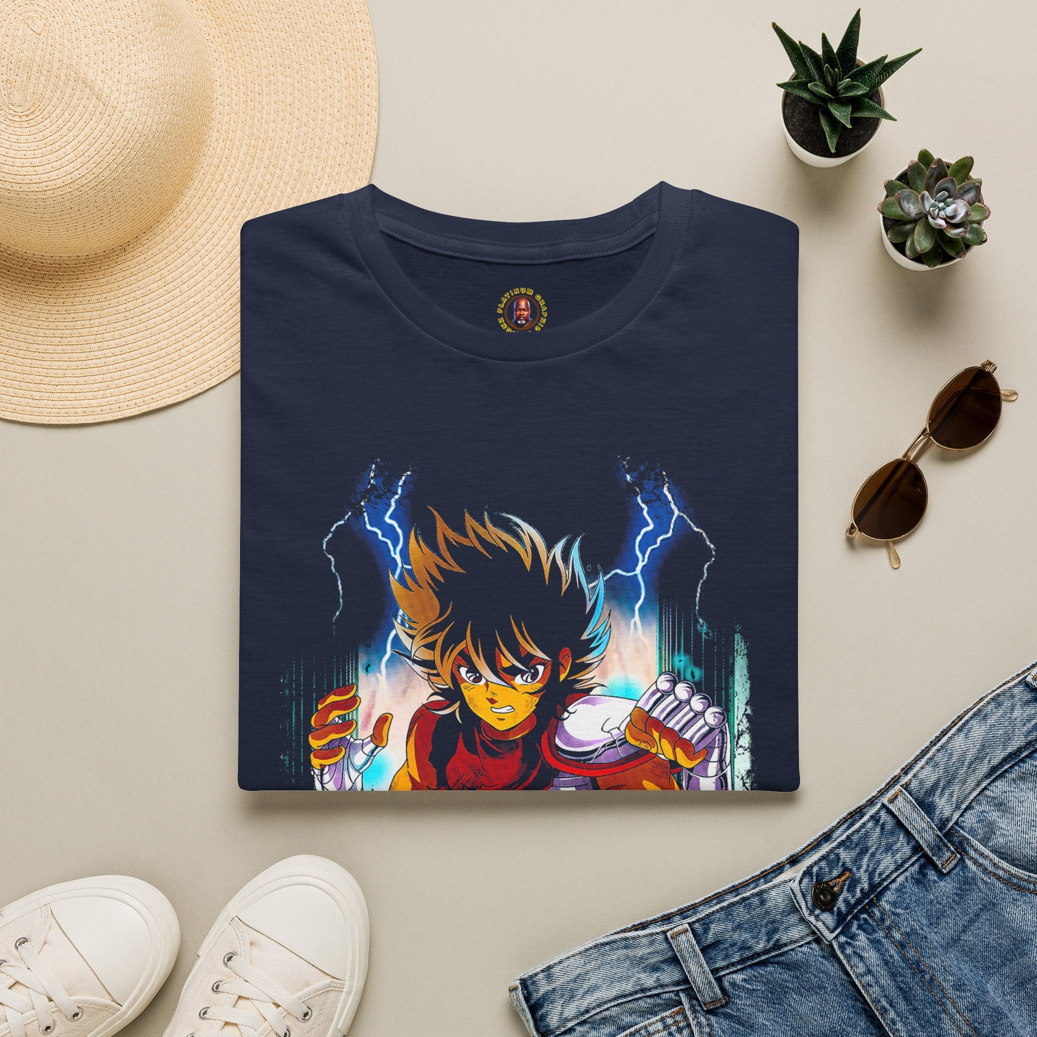 Electric Anime Fighter T-Shirt — Lightning Power Graphic Tee