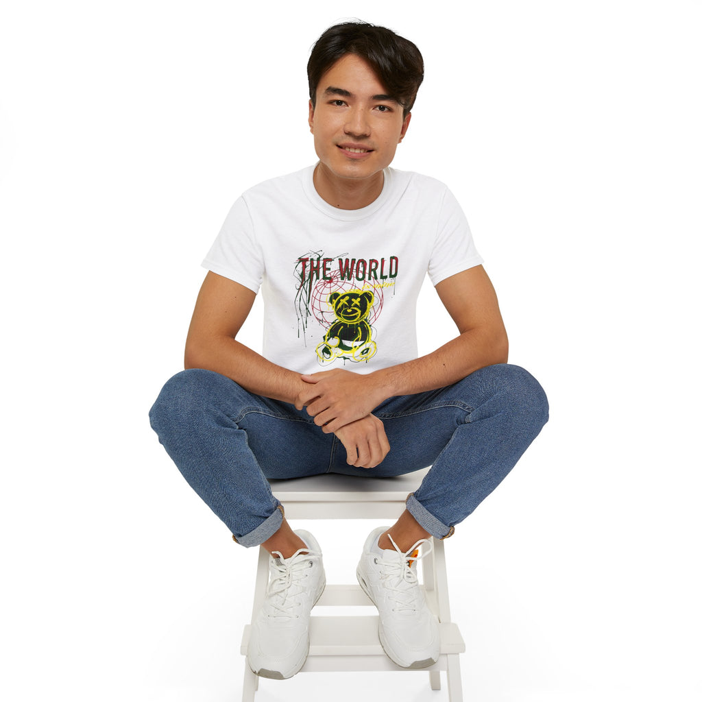 T-Shirt — "The World" Neon Grunge Bear Graphic Tee