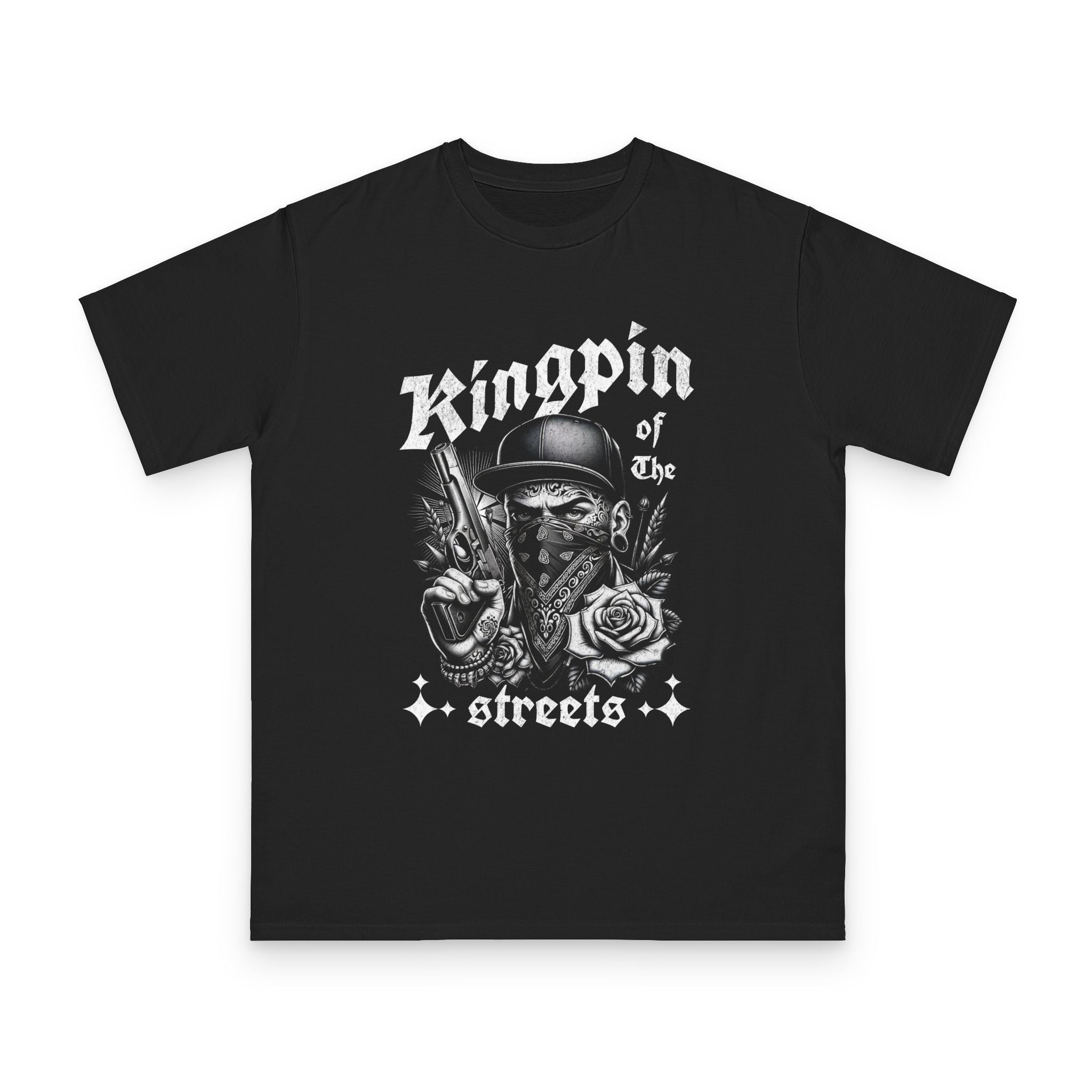 Kingpin of the Streets T-Shirt — Urban Biker Gang Skull Design