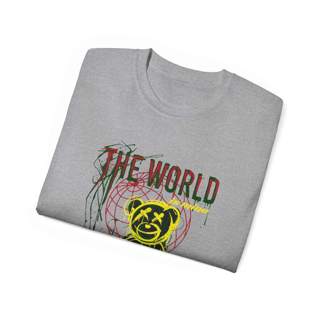 T-Shirt — "The World" Neon Grunge Bear Graphic Tee