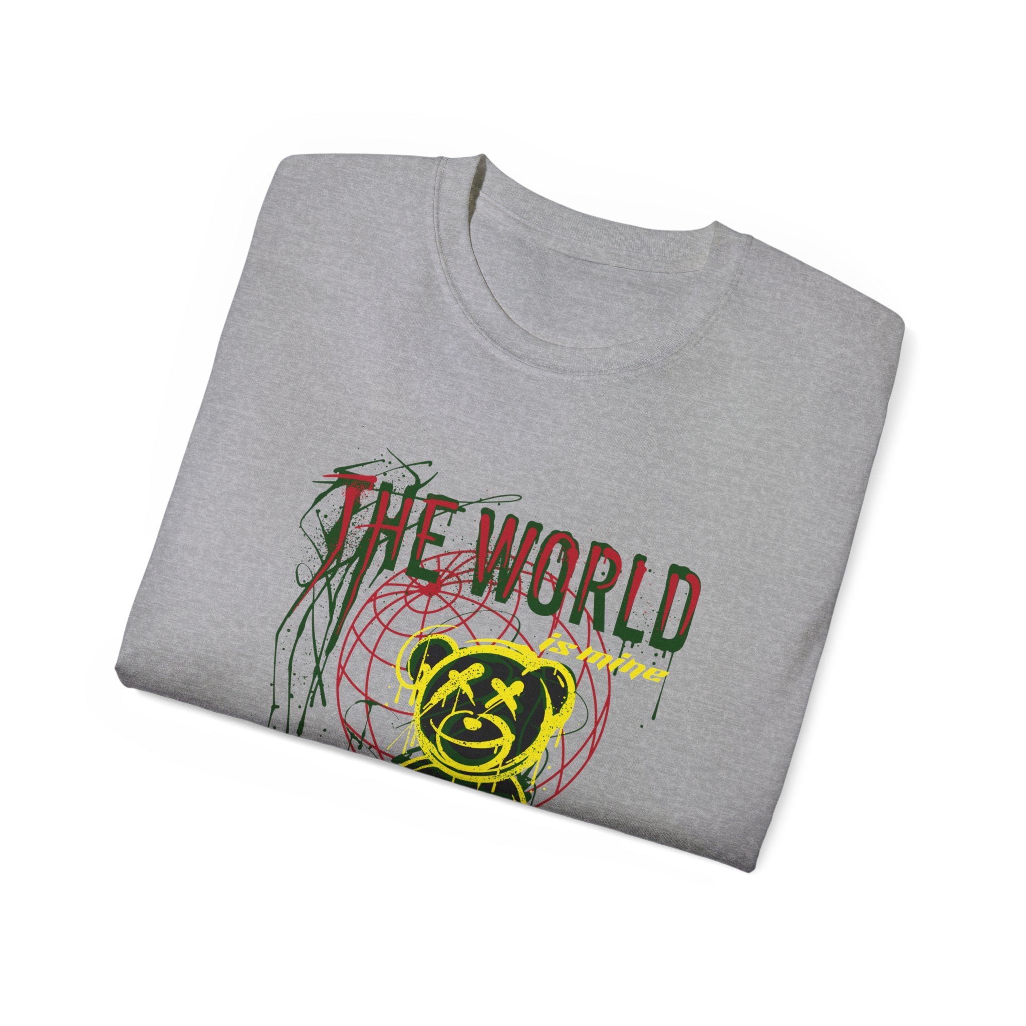 T-Shirt — "The World" Neon Grunge Bear Graphic Tee