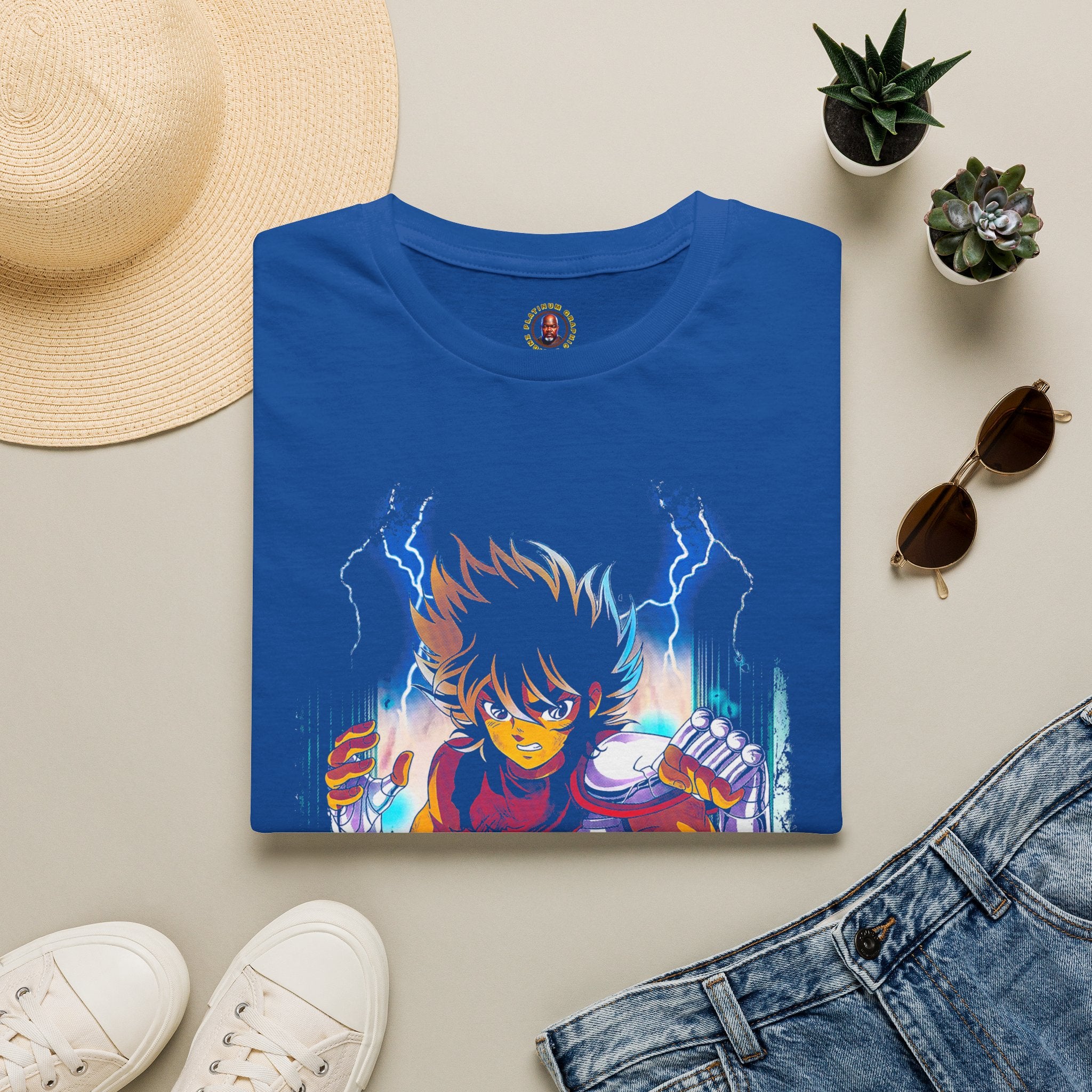 Electric Anime Fighter T-Shirt — Lightning Power Graphic Tee