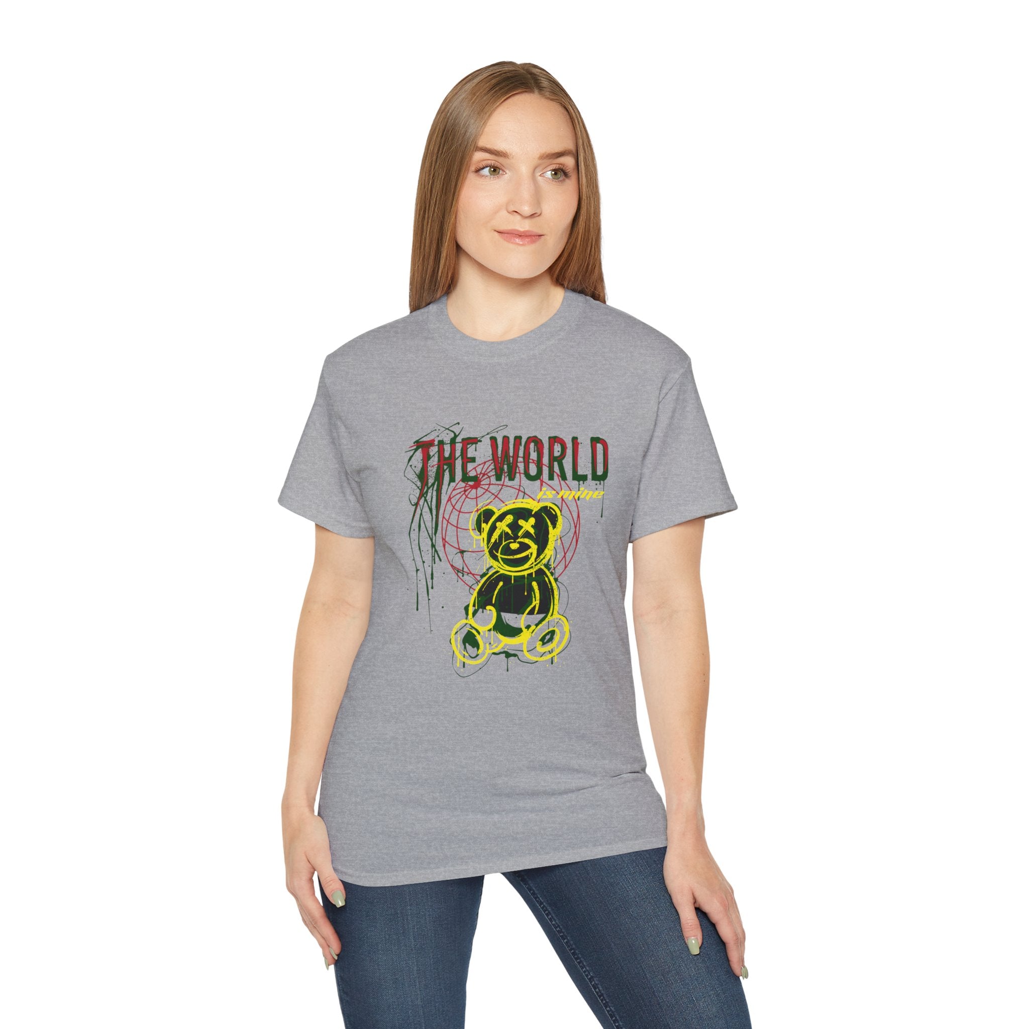 T-Shirt — "The World" Neon Grunge Bear Graphic Tee