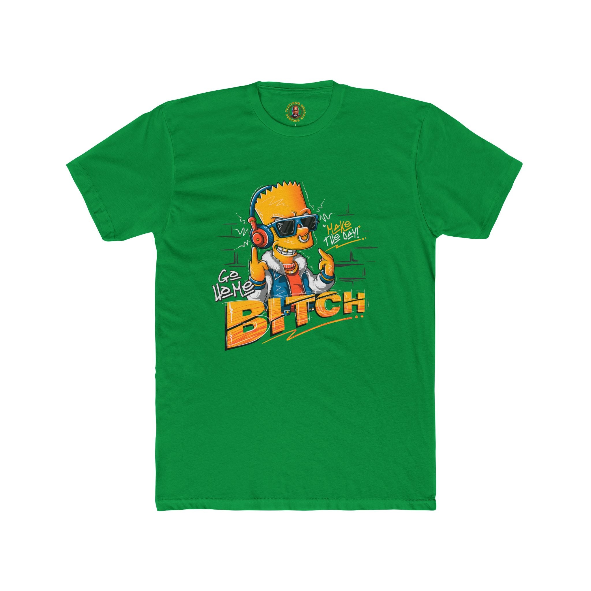 Graphic Tee — Retro Cartoon Character with 'Bitch' Streetwear Design