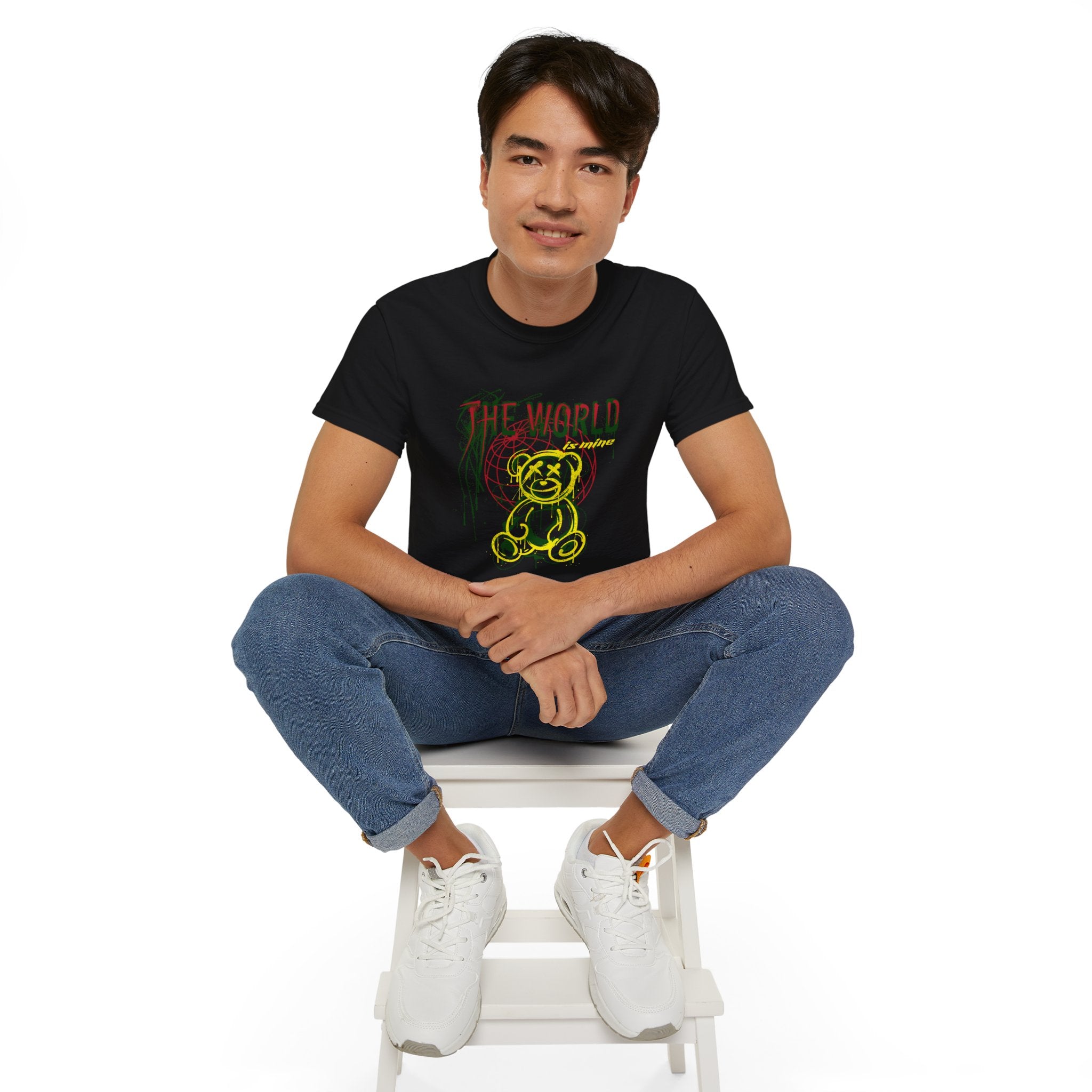 T-Shirt — "The World" Neon Grunge Bear Graphic Tee