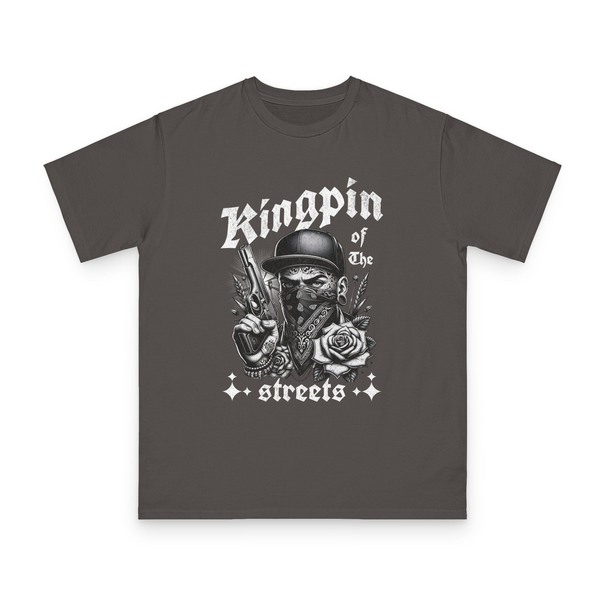 Kingpin of the Streets T-Shirt — Urban Biker Gang Skull Design