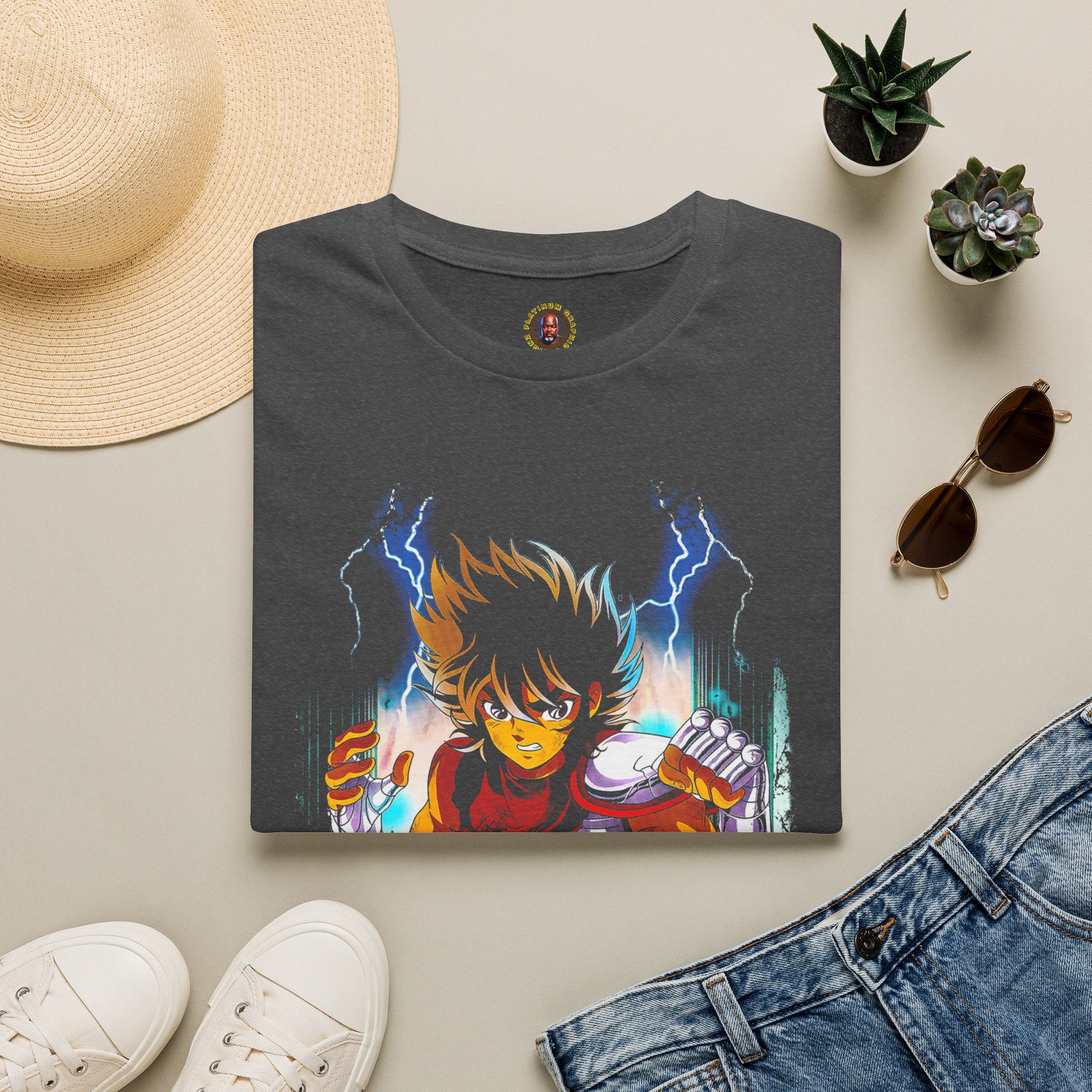 Electric Anime Fighter T-Shirt — Lightning Power Graphic Tee