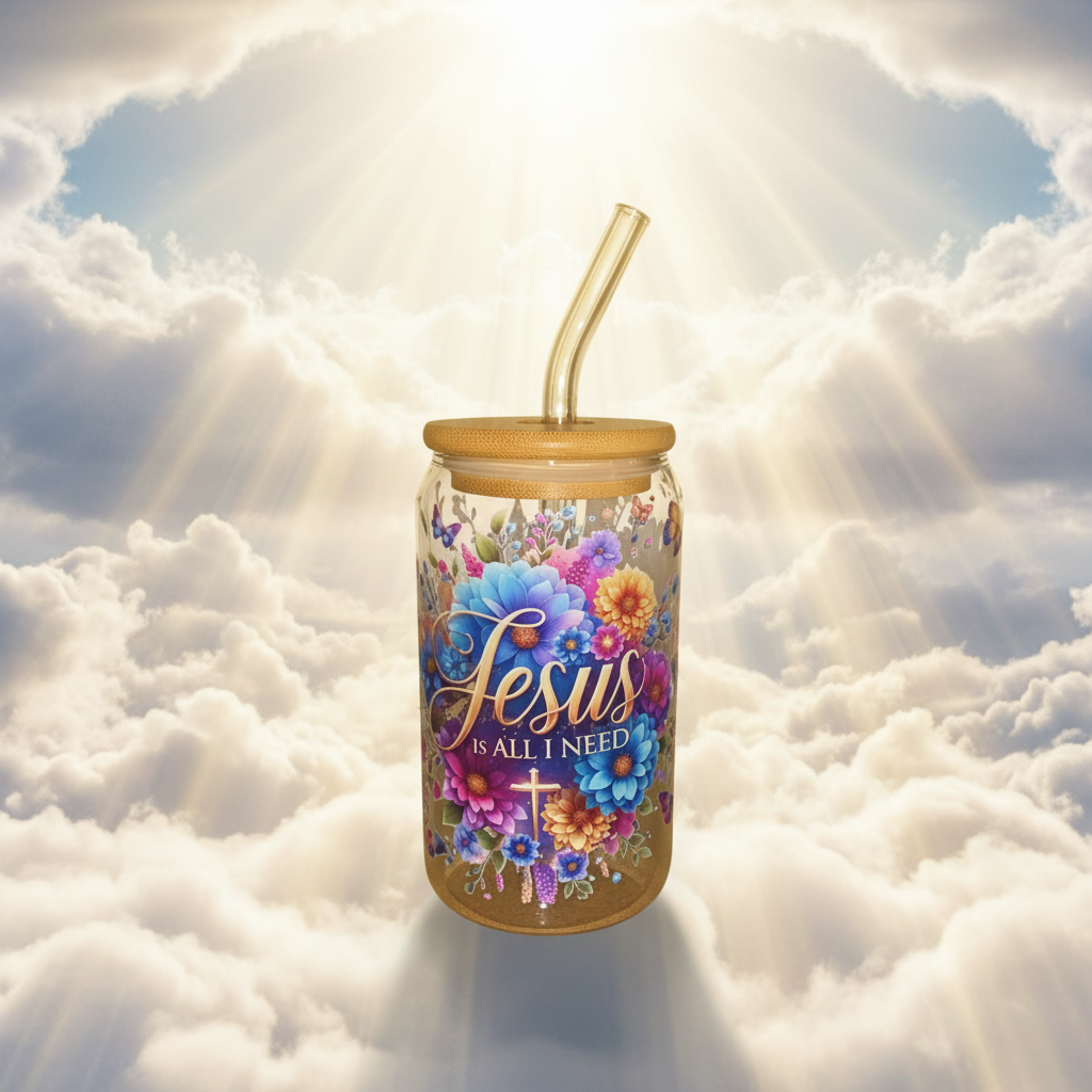 16oz Glass Tumbler With Inspirational Quote