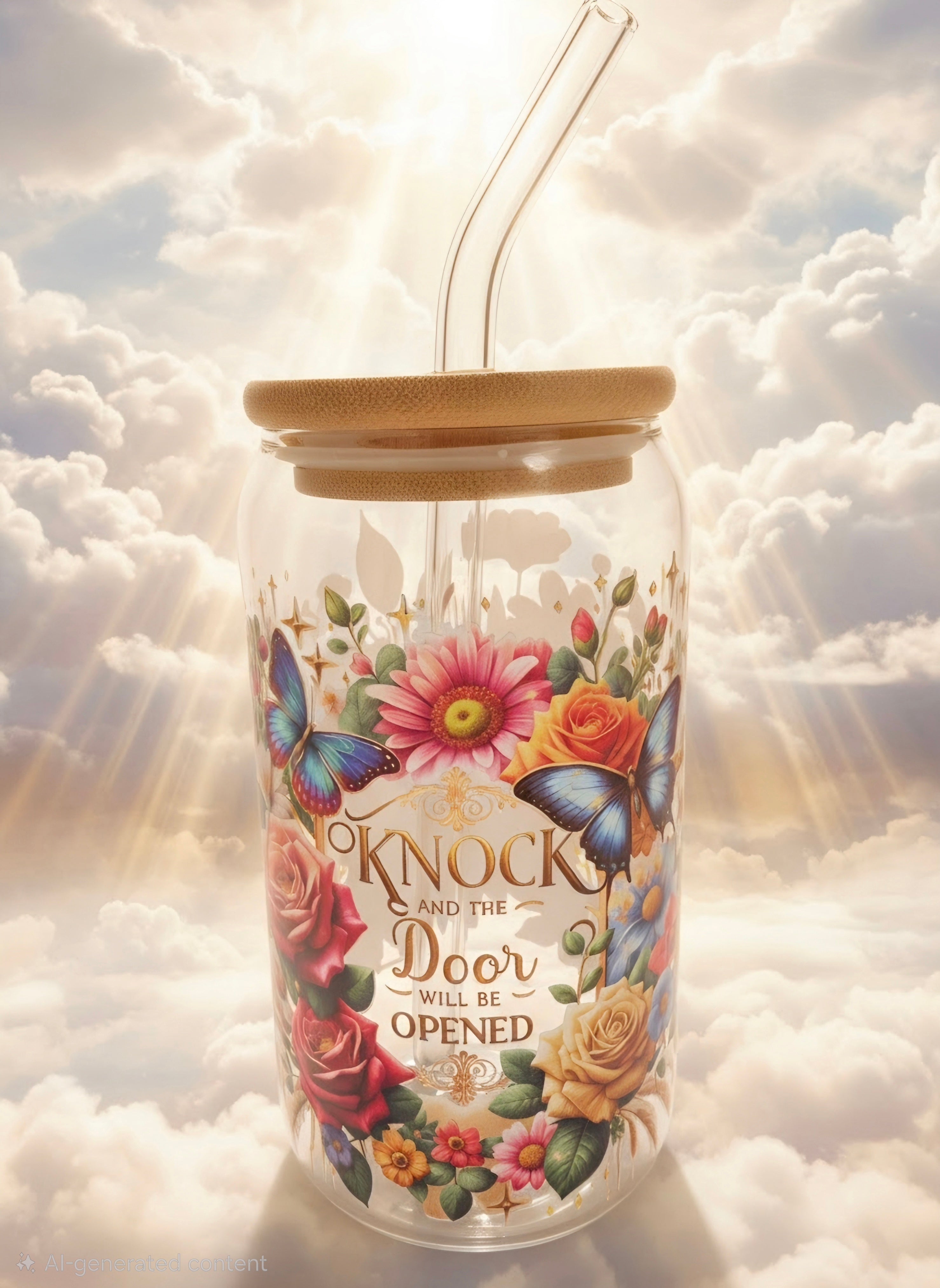 16oz Glass Tumbler Cup With Inspirational Quote